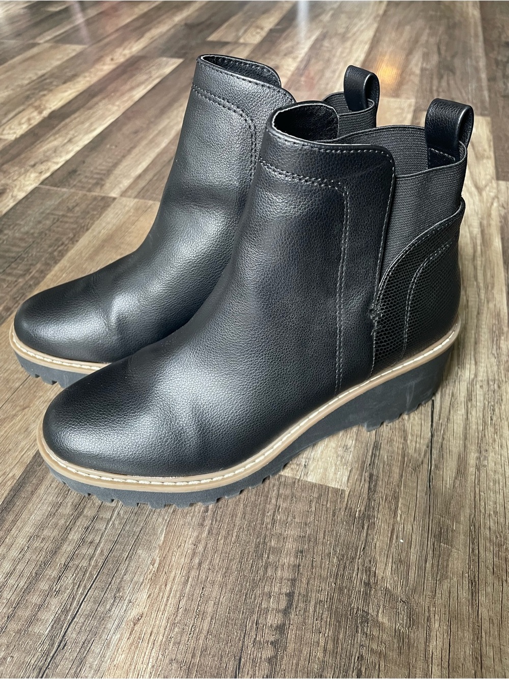 Dolce Vita Black Wedge Chelsea Ankle Boots